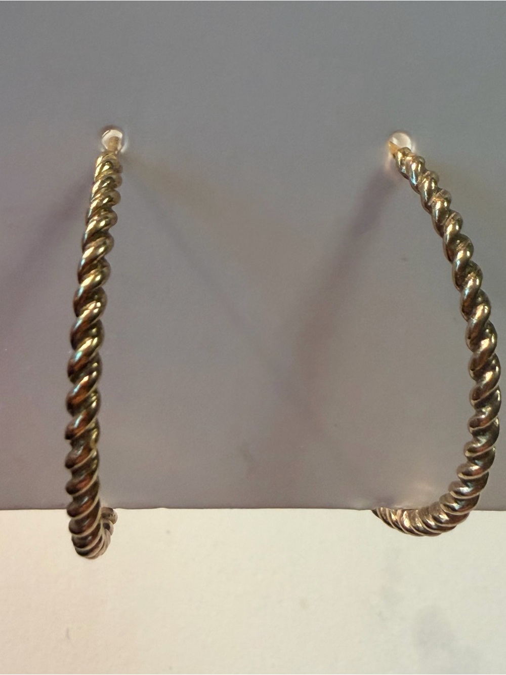 Sterling Silver Marked Gold-Tone Twisted Hoop Earrings - Women's Fashion Jewelry - Picture 1 of 8